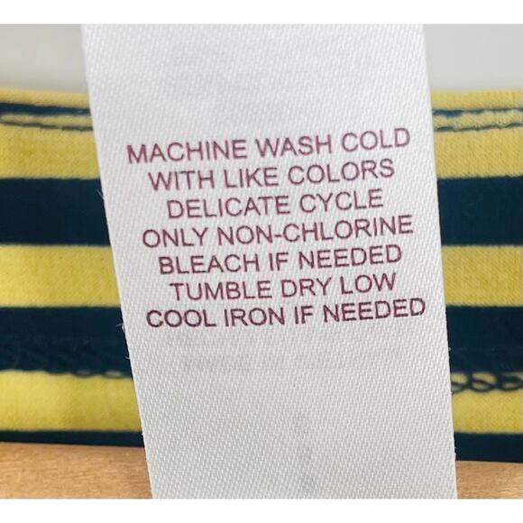 Laundry by Design Yellow and Navy Blue Stripe Dress 3/4 Sleeves w/ Zipper Detail - Picture 5 of 6